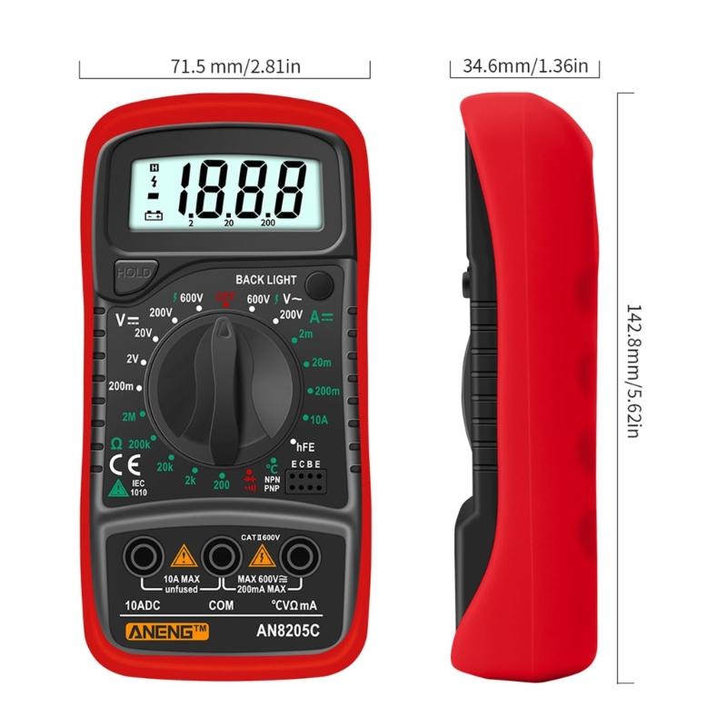 ANENG-AC/DC Ammeter Volt Ohm Tester Meter Diode-Audion Multimeter with Thermocouple Electrical Tester Meter 1999 Counts