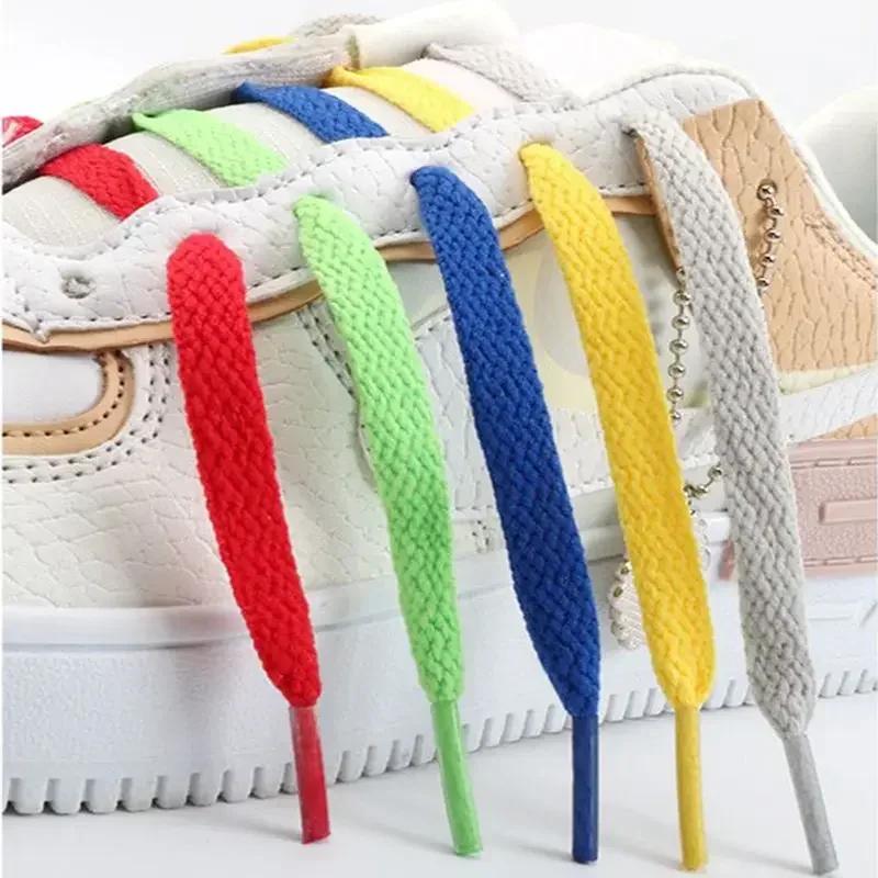 White Flat Sport Shoelaces Thick Non-Elastic Sneaker Lace for Women Leisure Shoe String Accessories