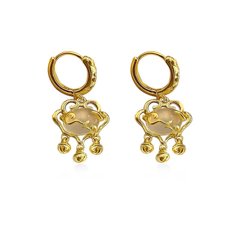 Ping An Lock Earbud New Chinese Style Light Luxury High-end Temperament Elegant Earrings Earrings