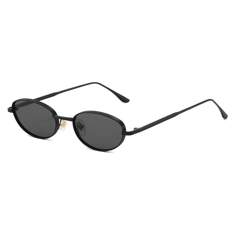 European and American Personalized Small Frame Oval Exquisite Metal Glasses for Men and Women Fashionable Anti-Uv Sunglasses