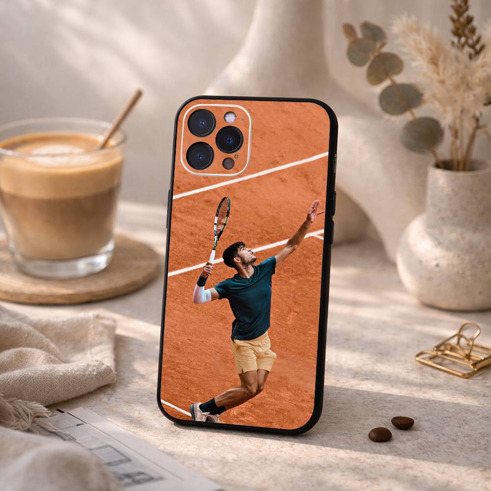Tennis C-Carlos Alcaraz G-Garfia Phone Case For iPhone17 16 15 14 13 12 11 Pro Max Plus,5G Soft Black Case iPhone11PROMAX