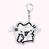 Kawaii Little Cat with Flower Keychains Strawberry Kitten Keyring for Accessories Bag Key Chain Ring Jewelry Fans Friends Gifts