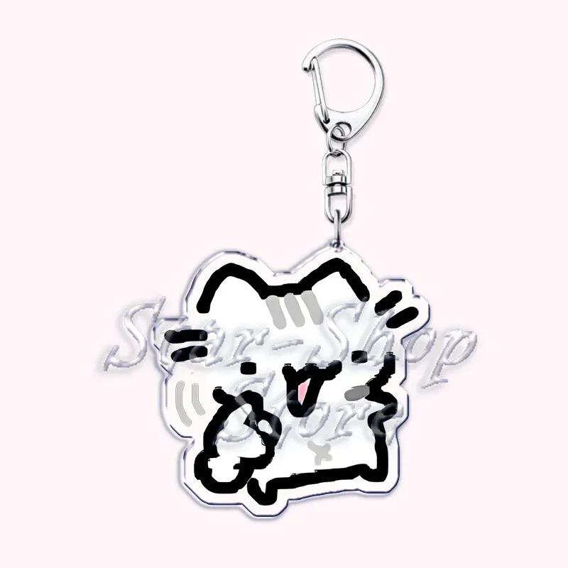 Kawaii Little Cat with Flower Keychains Strawberry Kitten Keyring for Accessories Bag Key Chain Ring Jewelry Fans Friends Gifts