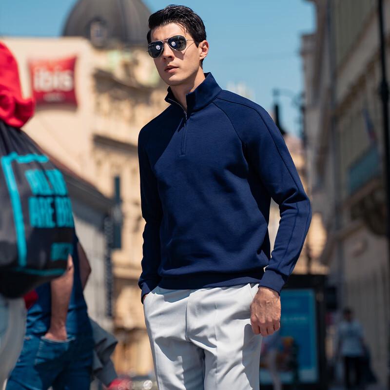 Mr. Bu Men's Zipper Half-High Collar Windproof Sweatshirt