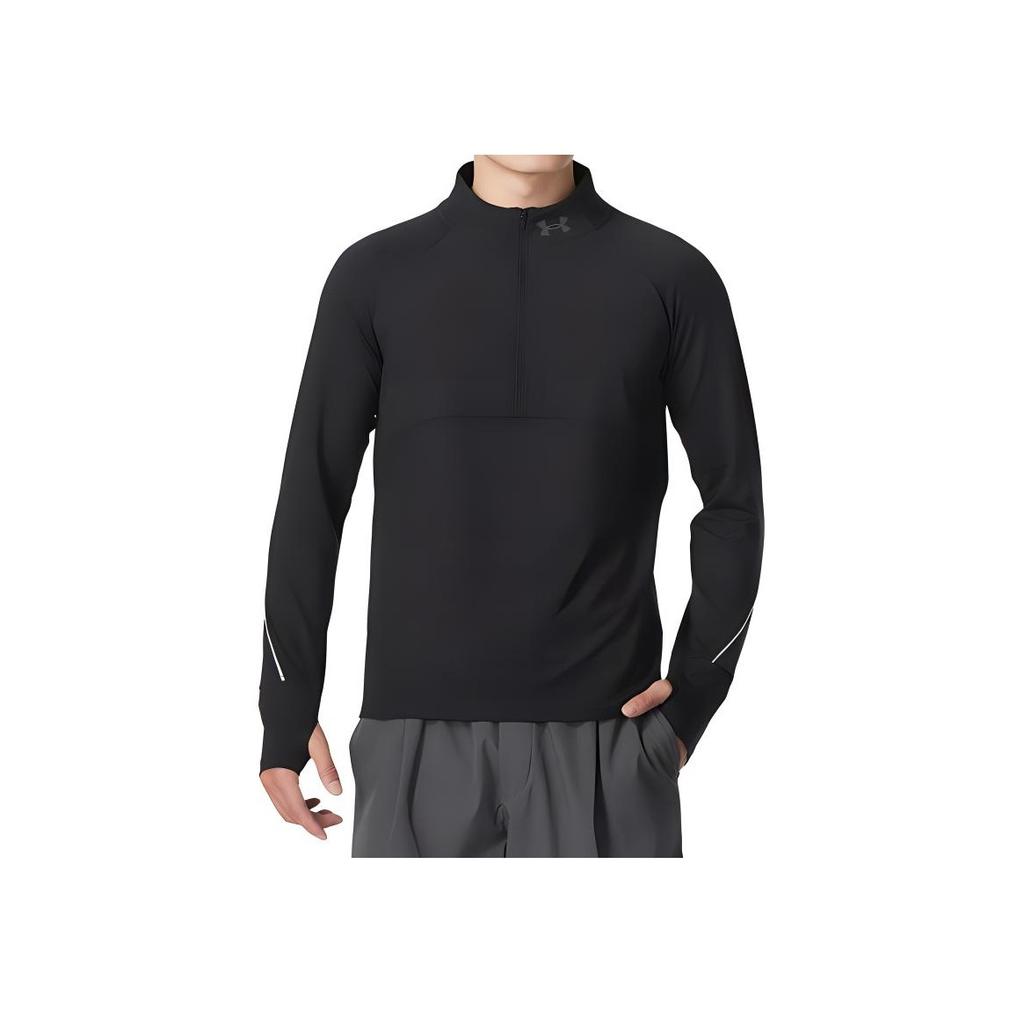 Under Armour Logo Print Breathable Outdoor Casual Sports Mountain Style Pullover Long Sleeve T-Shirt Men Tops Black 1365662-003