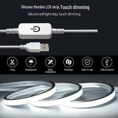 Tira de Luz LED Neon Brilhante Alimentada por USB - Flexível, À Prova d'Água, Controlada por Toque