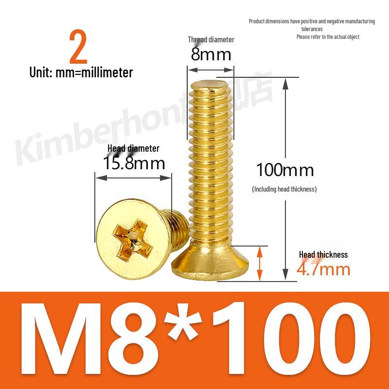 Copper Phillips Countersunk Head Machine Screws, Sizes M2–M4, Lengths 6/8/10/12mm