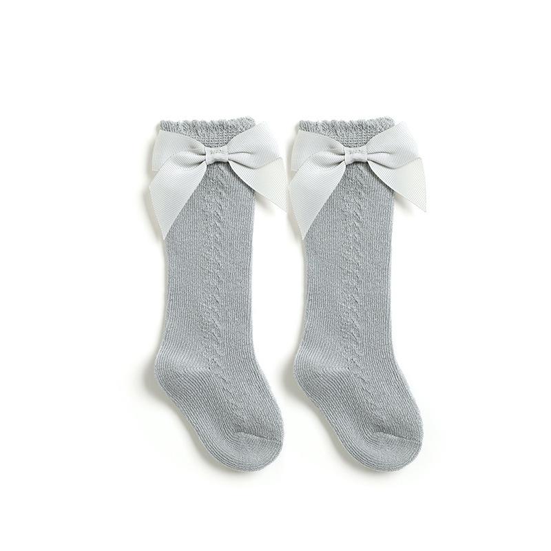Summer Kids Knee High Socks Baby Girls Boys Bow Long Sock Soft Cotton Mesh Breathable Children Hollow Out Socken For 0-7 Years