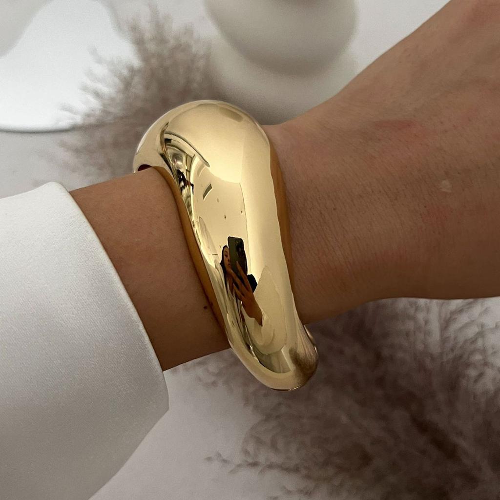 Vintage Irregular Wide Cuff Bangles Hip Hop Punk Gold copper Color Geometric Metal for Women Bracelets Men Jewelry Gifts