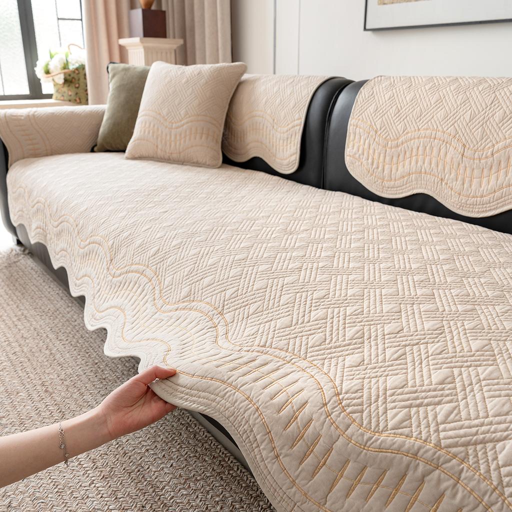 Sofa Cushion New Four-season Universal Non-slip High-end Sense Straight Row Leather Sofa Seat Cushion Cover Cloth Towel