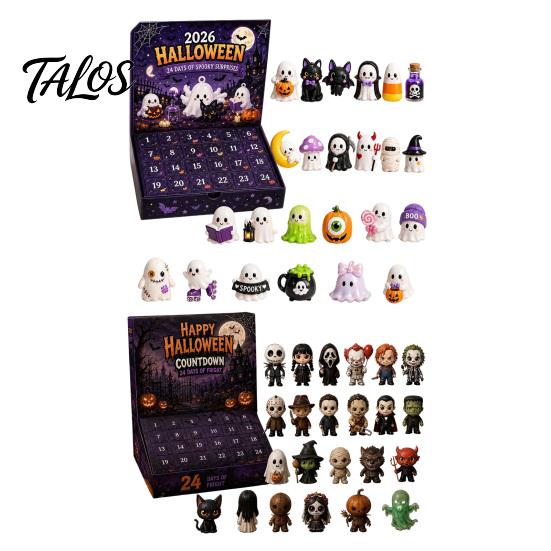 Classic Horror Character Collection Halloween Advent Calendar with 24 Figures, Mini Cute Ghost Figure Countdown Decorations, Spooky Gift Box for Kids