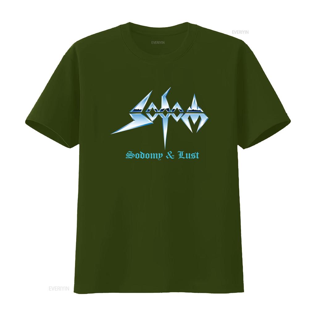 Sodom Herren Sodomie und Lust T-Shirt Stilvoll Schwarz mit Kühnem Design Vintage Gewaschen Lässig Bequem Vielseitig Streetwear