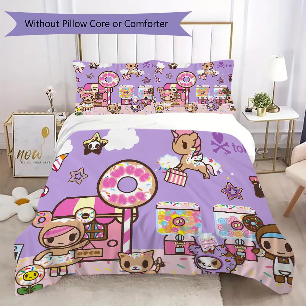 Tokidoki Pattern Bedding,Quilt Set Quilt Cover Pillowcase Home Birthday Gift (1*duvet cover+2*pillowcase,without core)FSJT261012009