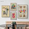 Menschliche Organe Blumenkunst Leinwandmalerei Vintage Medizinische Anatomie Bilder an der Wand Poster Cuadros Krankenhausklinik Wanddeko
