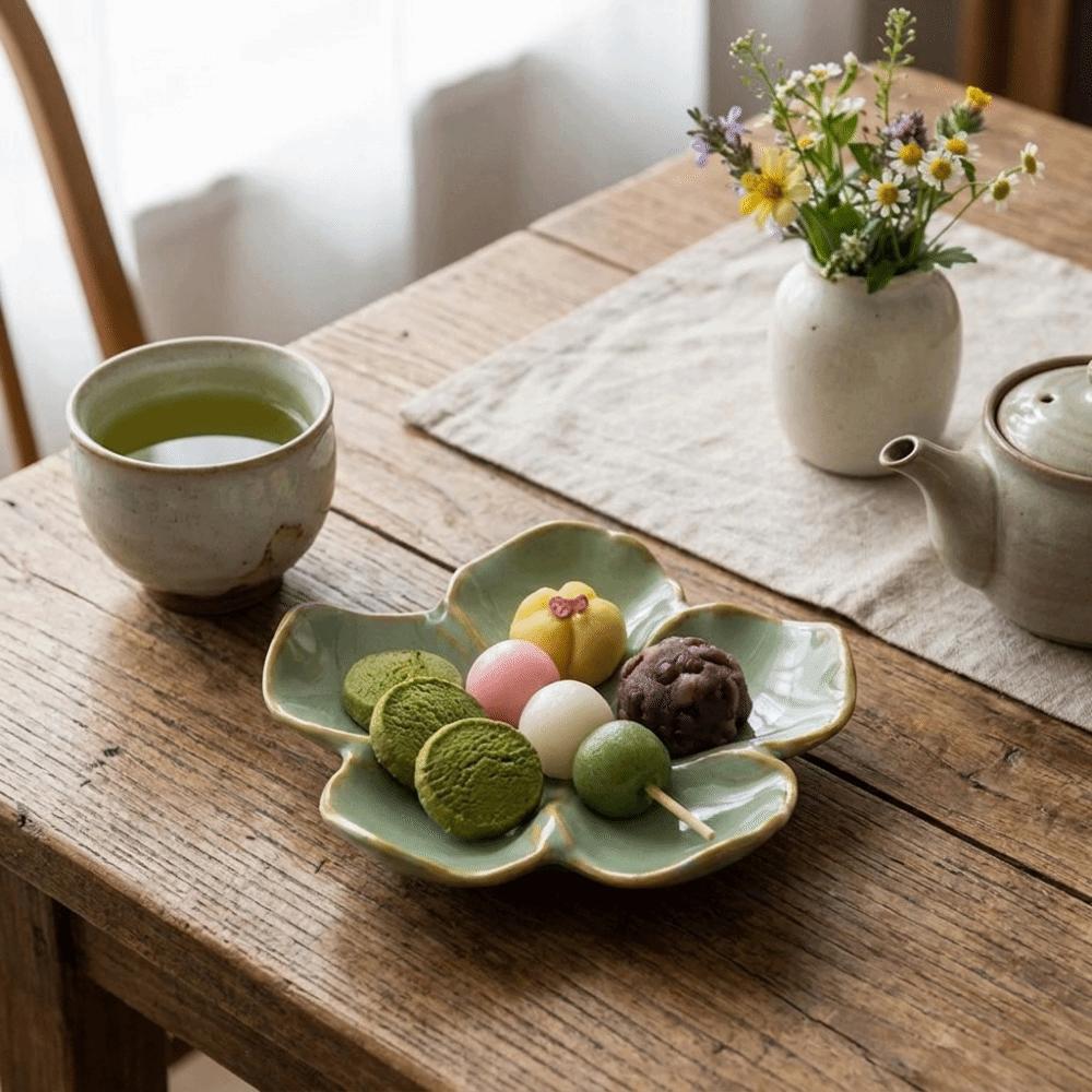 Multi-color Ceramic Dipping Plate Vintage Seasoning Sauce Dish Decorative Petal-Shaped Dish Party