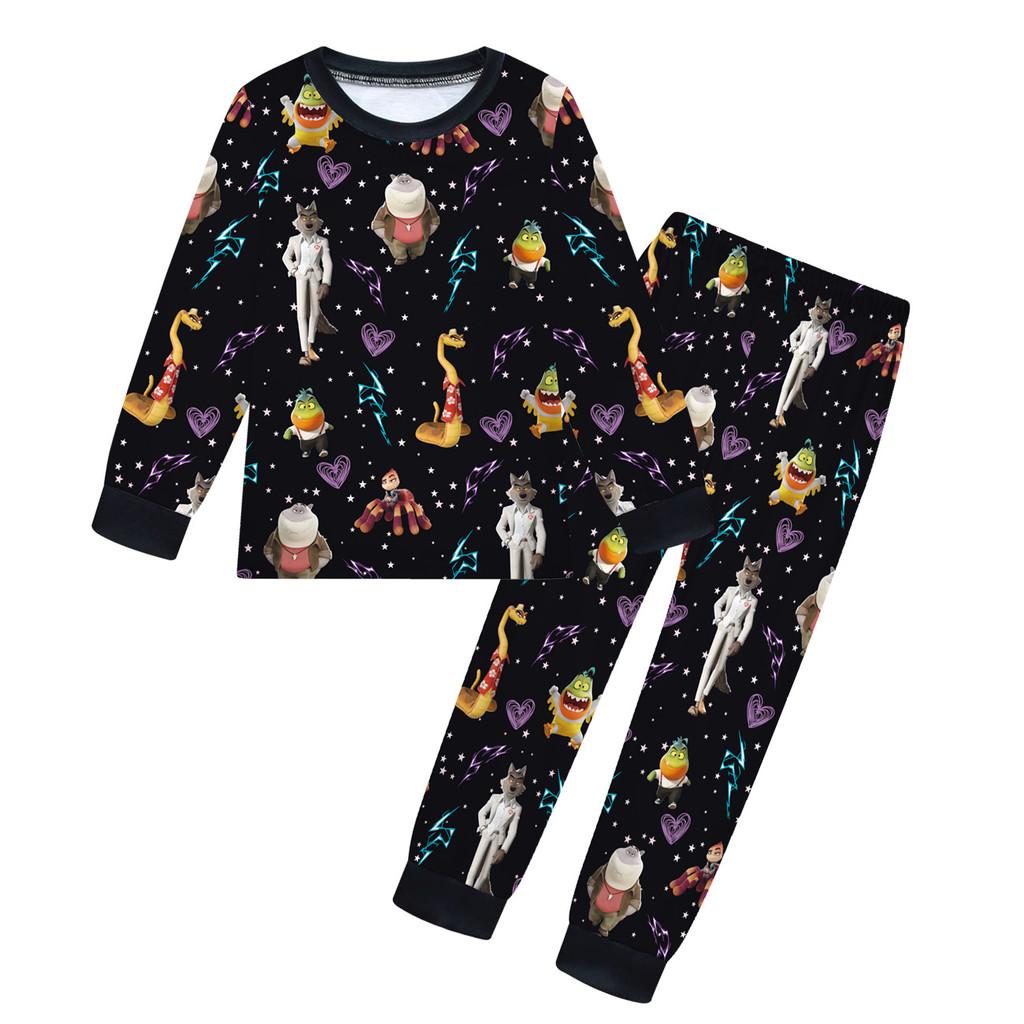 

Детский Аниме Мультяшный Принт Плохие Парни Повседневный Комплект Одежды Футболка с Длинными Рукавами и Брюки для Мальчиков и Девочек 160cm