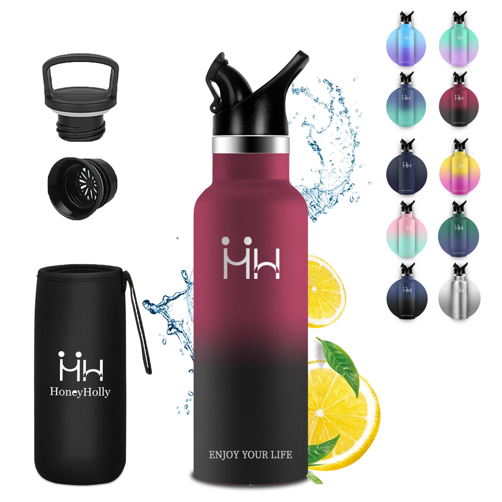 

Eliciya 750ml Vacuum Insulated Water Bottle, Keeps Drinks Hot or Cold, Carbonated, Sports Bottle, Wide Mouth Design for Easy Pour, Non-Slip Surface,