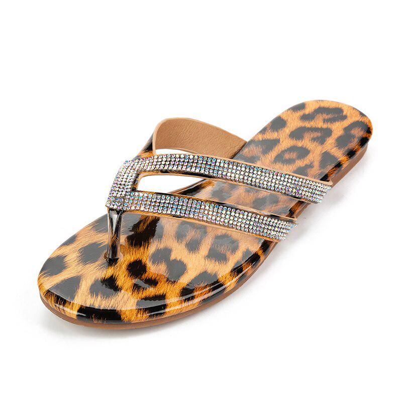 rhinestone leopard print sandals