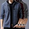 Stylish Men's Sweater Hoodie Featuring Long Sleeves And Plush Plaid Lining For Winter
