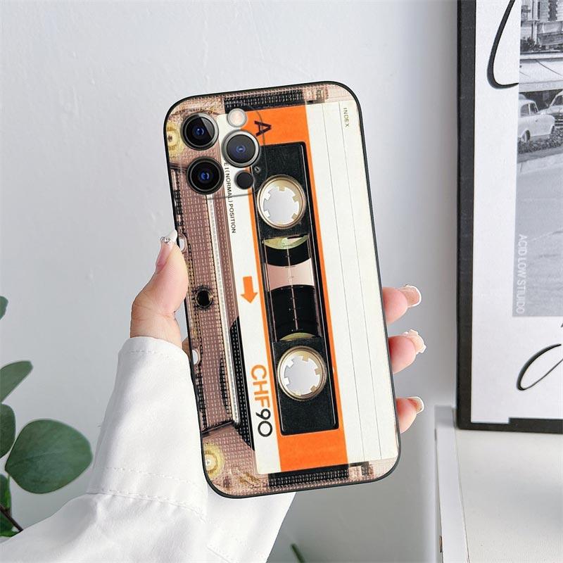 Vintage Music Tapes Cassette Phone Case for iPhone 11 15 Pro Max Case Coque 14 Plus 13 Pro 12 X XS XR 7 8 SE 2020 TPU Soft Cover