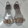 New schoolgirl fashion sandals trendy shiny pieces jelly shoes women's summer crystal flat bottom fish mouth transparent outer wear