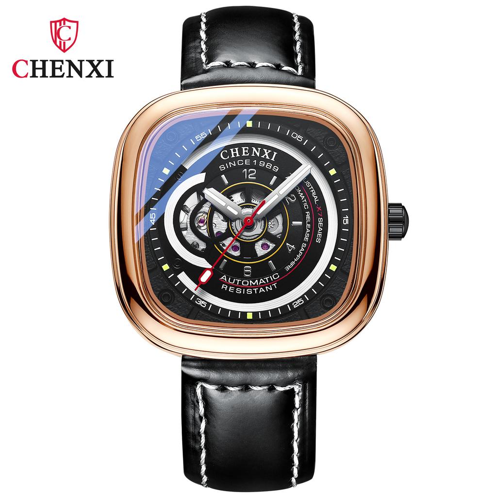 Hediye Kutusu ile En Lüks Kare Hollow Tam Otomatik Erkek Mekanik Saat