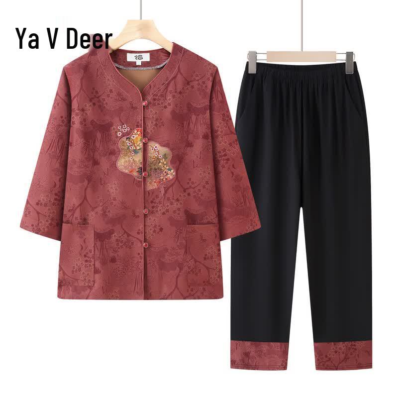 Yalu Women s Chinese Embroidered Tang Suit Set 3XL