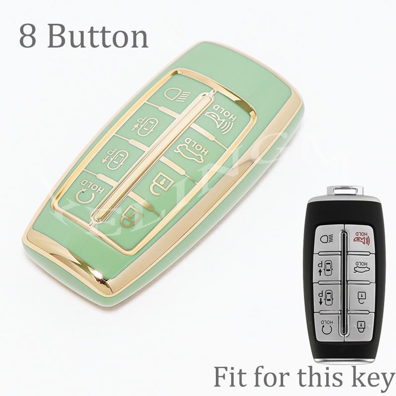 8 Button Car Tpu Key Case Cover Holder For Hyundai Genesis Gv70 Gv80 Gv90  -  Key Shell Keychain Protective Accessories