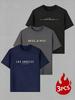 Men's European Size Bird's Eye Knit T-Shirt Set - Plain, Breathable, Quick-Dry, Short Sleeve, Round Neck, 3 Pieces