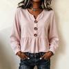 DICFY Women's Fashion Casual Autumn Winter V-Neck Long Sleeve Blouses & Shirts