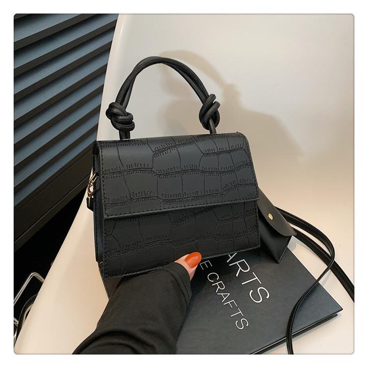 Stone Texture Small Square Bag With Mobile Pocket For Casual Fashion Ladies