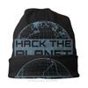 Czapki z daszkiem koder programista unisex damski cienki kapelusz hack the planet jesienno-zimowa ciepła czapka Street Skullies czapki czapki