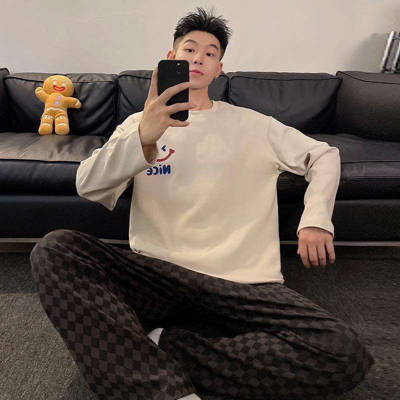 

2024 Men s Long-Sleeve Pajama Set - Spring/Autumn, Plus Size, Versatile for Indoor and Outdoor Wear XXL (suggested weight 150-180 jin)