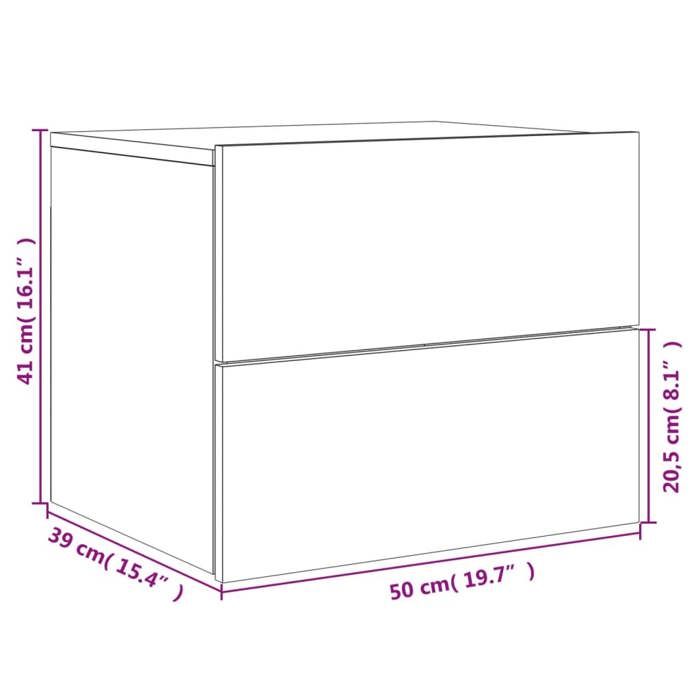 VidaXL Wall-Mounted Bedside Table with LED Lights, Nightstand, Bedside Table, Bedroom Bedside Cabinet, Modern, Oak 836820