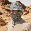 Quick-drying Hat Camouflage Sun with Balaclava Face Mask, UV Protection Men Wide Brim Hat, Breathable Bucket for Outdoor Fishing Hiking Cycling
