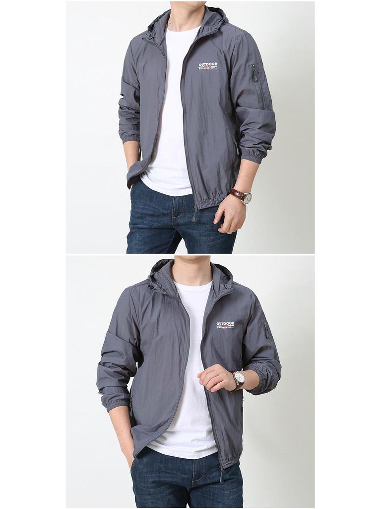 Men's Summer UV-Protection Quick-Dry Hooded Windbreaker – Lightweight, Breathable Fishing Jacket