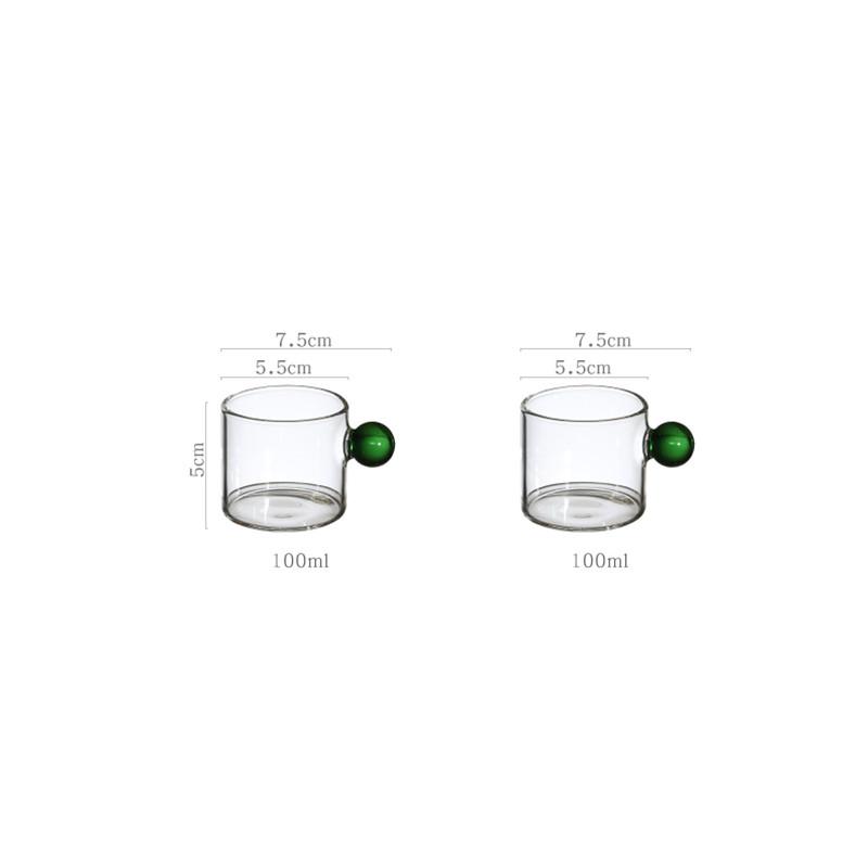 2/1PC 100ml Glass Cup Espresso Cups Home Glass Ball Handle Mini Coffee Latte Cup Tea Water Mug Steak Juice Bucket Table Decor