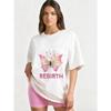 Oversized T-Shirt Black Butterfly Print Rebirth Text Graphic Tee Women Casual Streetwear Fashion Top Summer Outfit