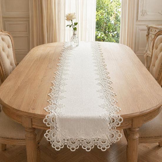 White Lace Table Runner Vintage Rustic Table Runner for Wedding Bridal Shower Baby Shower Party Decorations