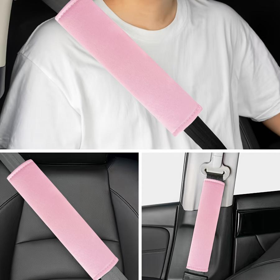Pink Car Seat Belt Shoulder Covers - Soft, Comfortable & Cool Protective Covers for Men & Women, Fit for All Vehicles, Ideal for Summer Use