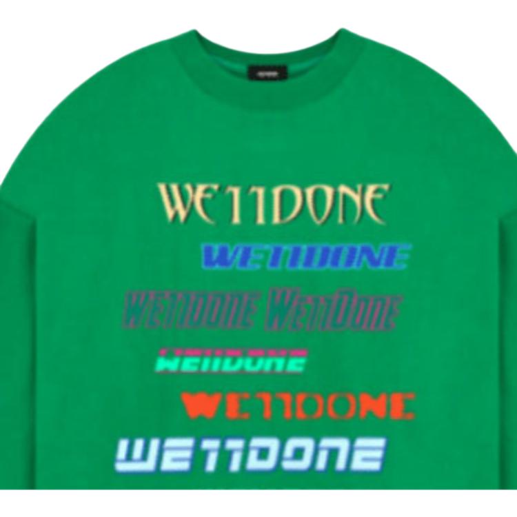 WE11DONE Rare Market Logo Print Color Block Dopamine Letter Rainbow Crewneck Sweatshirt Unisex Sweatshirt Green WD-TT1-22-848-U-GR