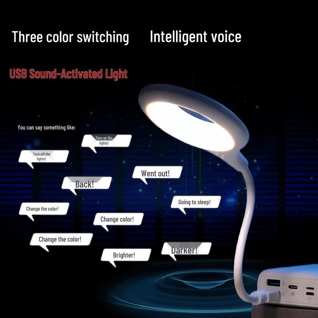 AI-Controlled Dimmable LED Bedside Night Light with USB Port