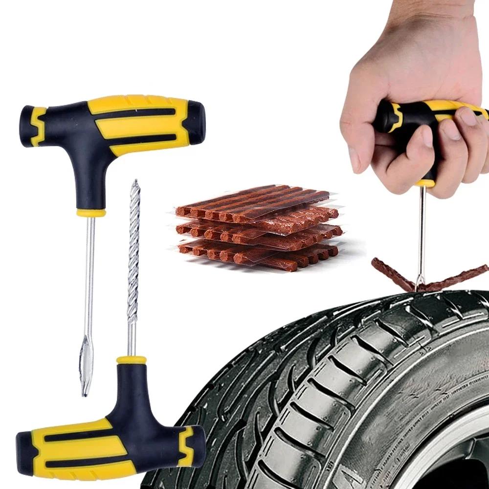 Car Motorcycle Tire Repair Tool Kit Studding Tool Set Auto Bike Tubeless Tyre Repairing Puncture Plug Garage Car Accessories