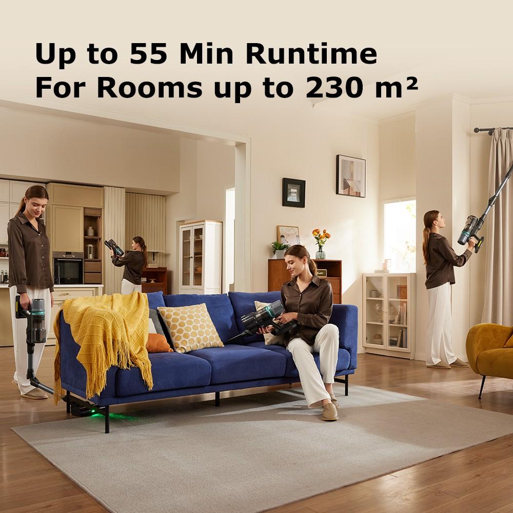 Proscenic P16 Cordless Stick Vacuum Cleaner, 50kPa Suction, 55mins Runtime, 180° Bendable Wand