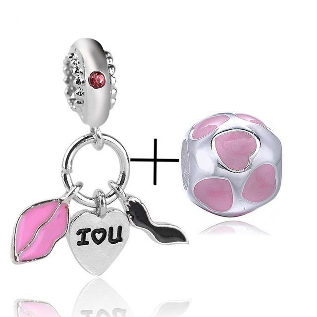 

2 шт./лот розовый мама сердце ключ замок подвеска бусины кулон подходит оригинальный Diy бренд браслет ожерелья для женщин мужчин жена изготовление ювелирных изделий