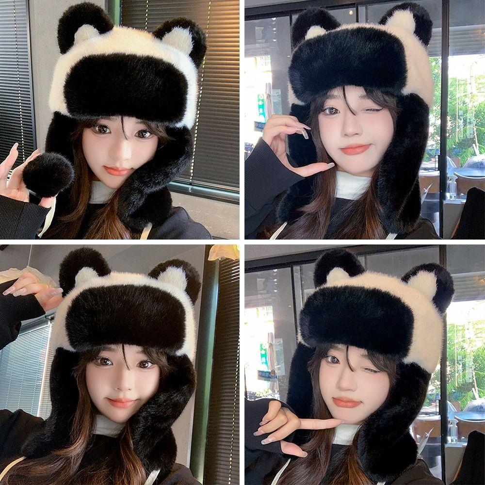 Thick Bomber Hat Plush Ushanka Fur Hat Outdoors Winter Cap for Men Women