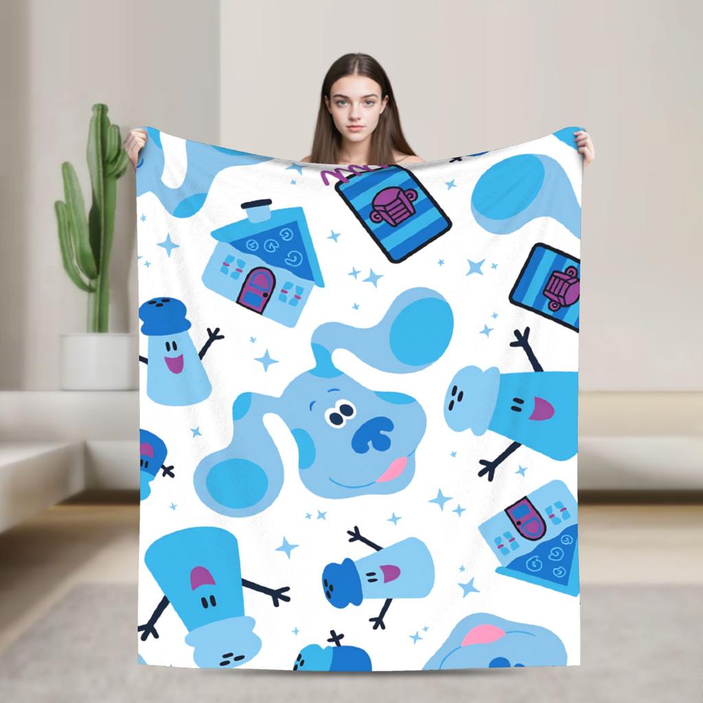 Soft Warm Blanket Airplane Travel Blue's Clues Collage Throw Blanket Cartoon Flannel Bedspread For Couch Chair Sofa Bed Sofa Bed