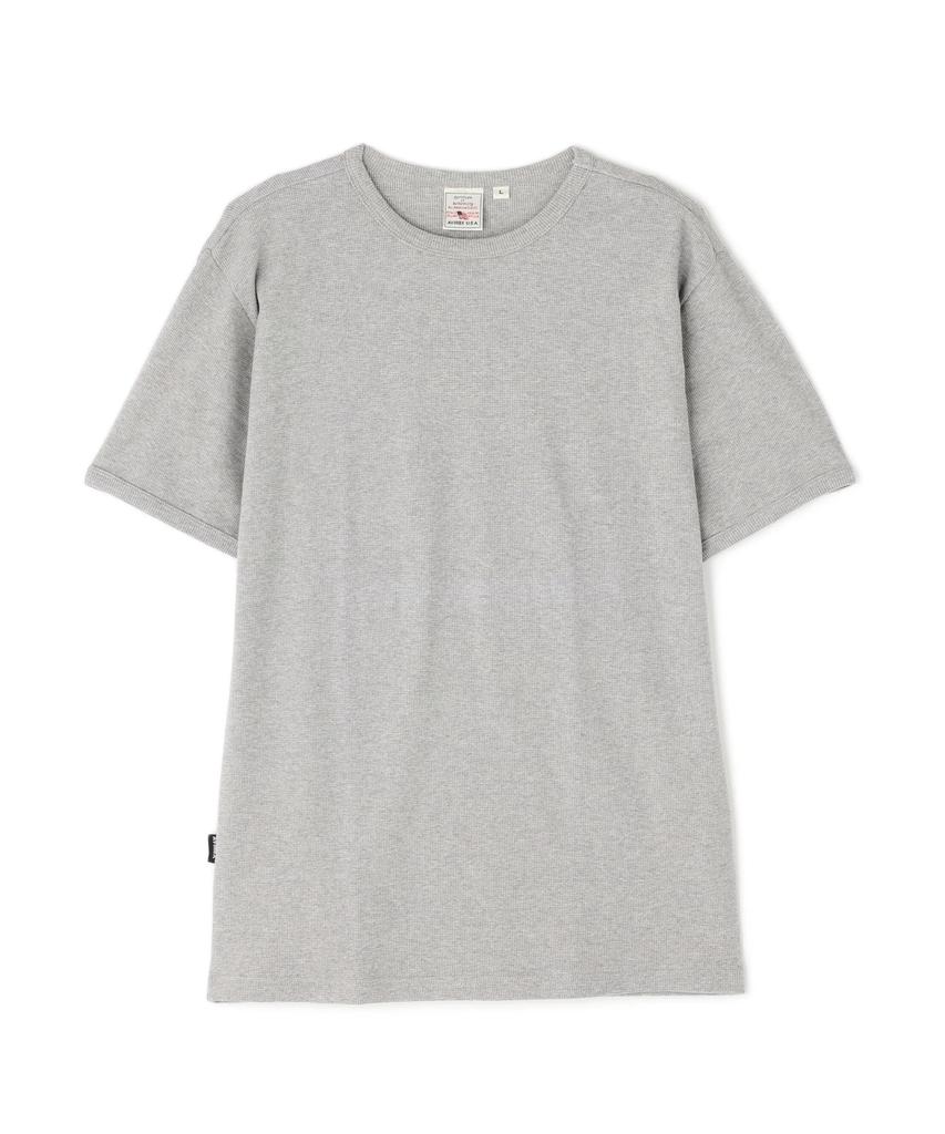 Avirex Official Mini Waffle Crew Neck Short 014 Gray T-Shirt, Sleeve, Men's XL, 6143150,