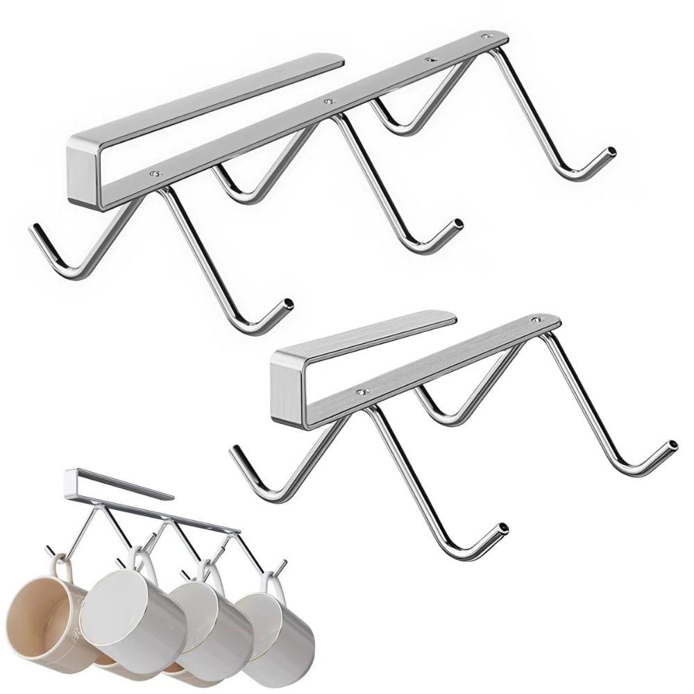 304 Stainless Steel Coffee Cup Holder Multifunctional Cup Hanging Storage Mug Holder  Under Cabinet