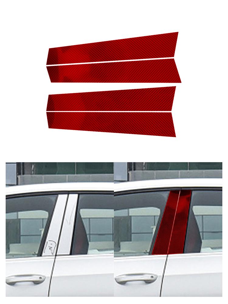 

4Pcs Carbon Fiber Car Door Window Column B Pillar Sticker For Volkswagen VW Golf 8 MK8 GTI 2025 Styling Accessories красный